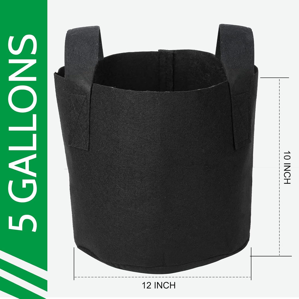24-Pack 5 Gallon Nonwoven Grow Bags, Plant Grow Bags，Heavy Duty Aeration Fabric Pots with Durable Handles, Come with 24