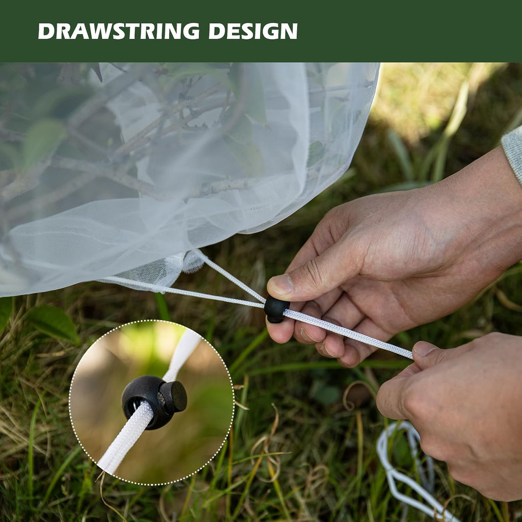 CHANGE MOORE Insect Bird Mesh Netting for Garden, Fruit Protection Bags with Drawstring, 3.2 Ft x 2.6 Ft Perfect for