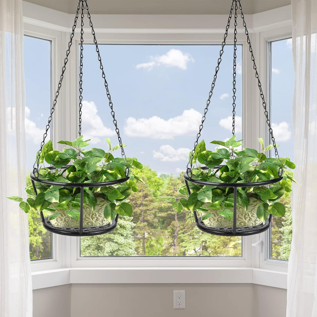 ARTORA 2 Pack Metal Plant Hanger, Modern Plant Hanging Basket Decorative Black Plant Pot Holder Flower Planter Hanging