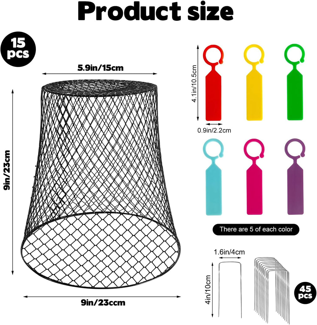 15 Sets of Chicken Wire Cloche Plant Covers Garden Netting, Heavy Duty Chicken Wire Plant Covers Protectors from
