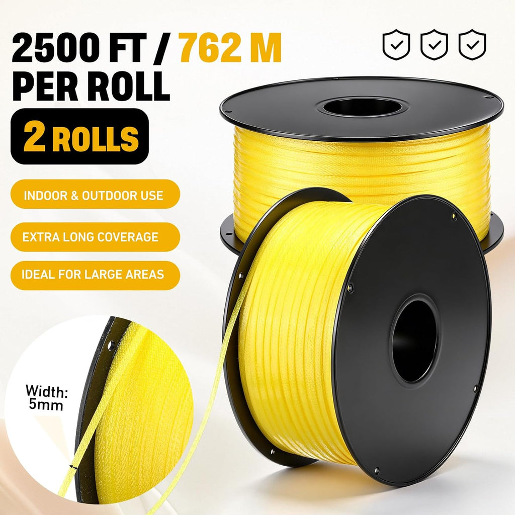 2 Pcs Sticky Fly Strip Rolls 2500 ft Extra Long Ribbon Tape, Non-Toxic Sticky Hanging Strips for Gnat Fruit Mosquito