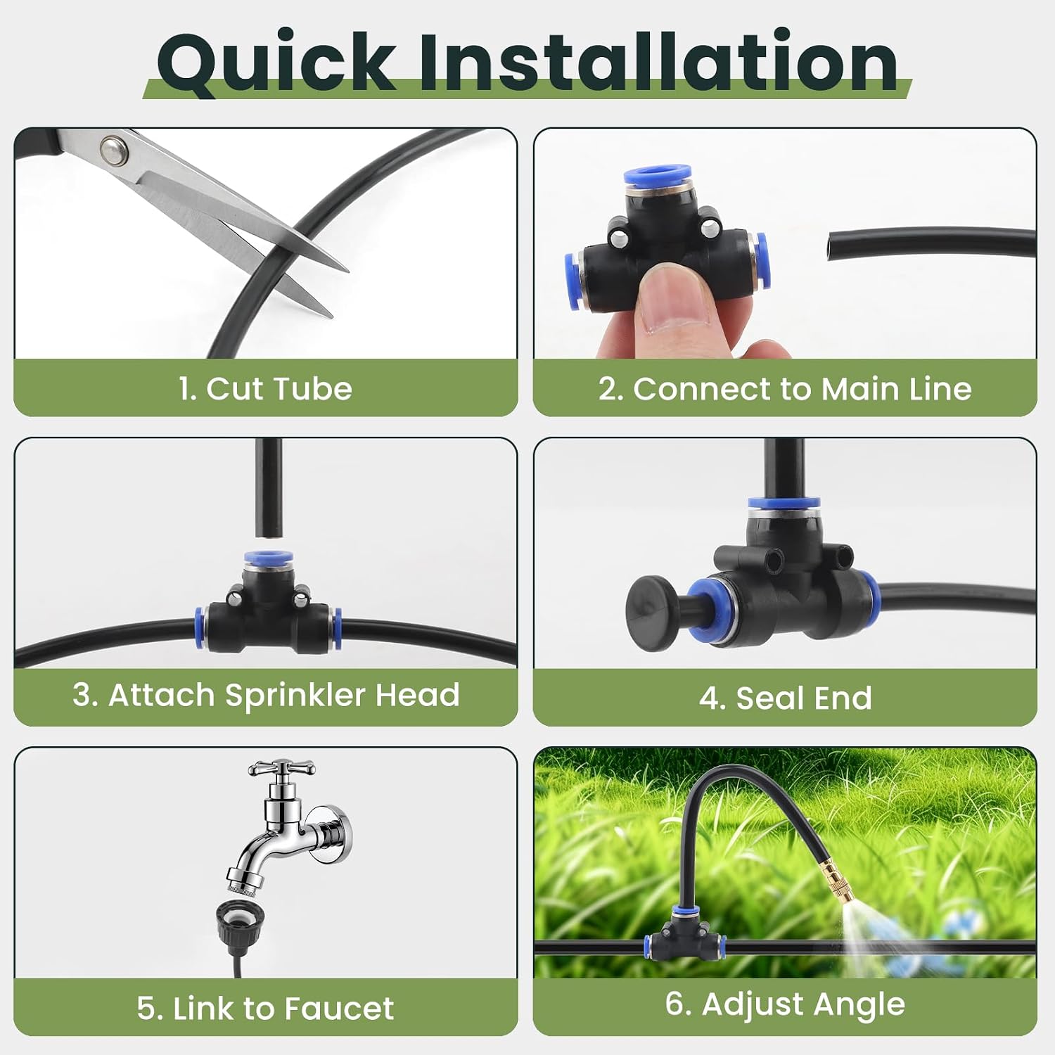 Automatic Drip Irrigation Kits - Garden Watering System with 360° Bendable Spray Adjustable Copper Atomizing Nozzles