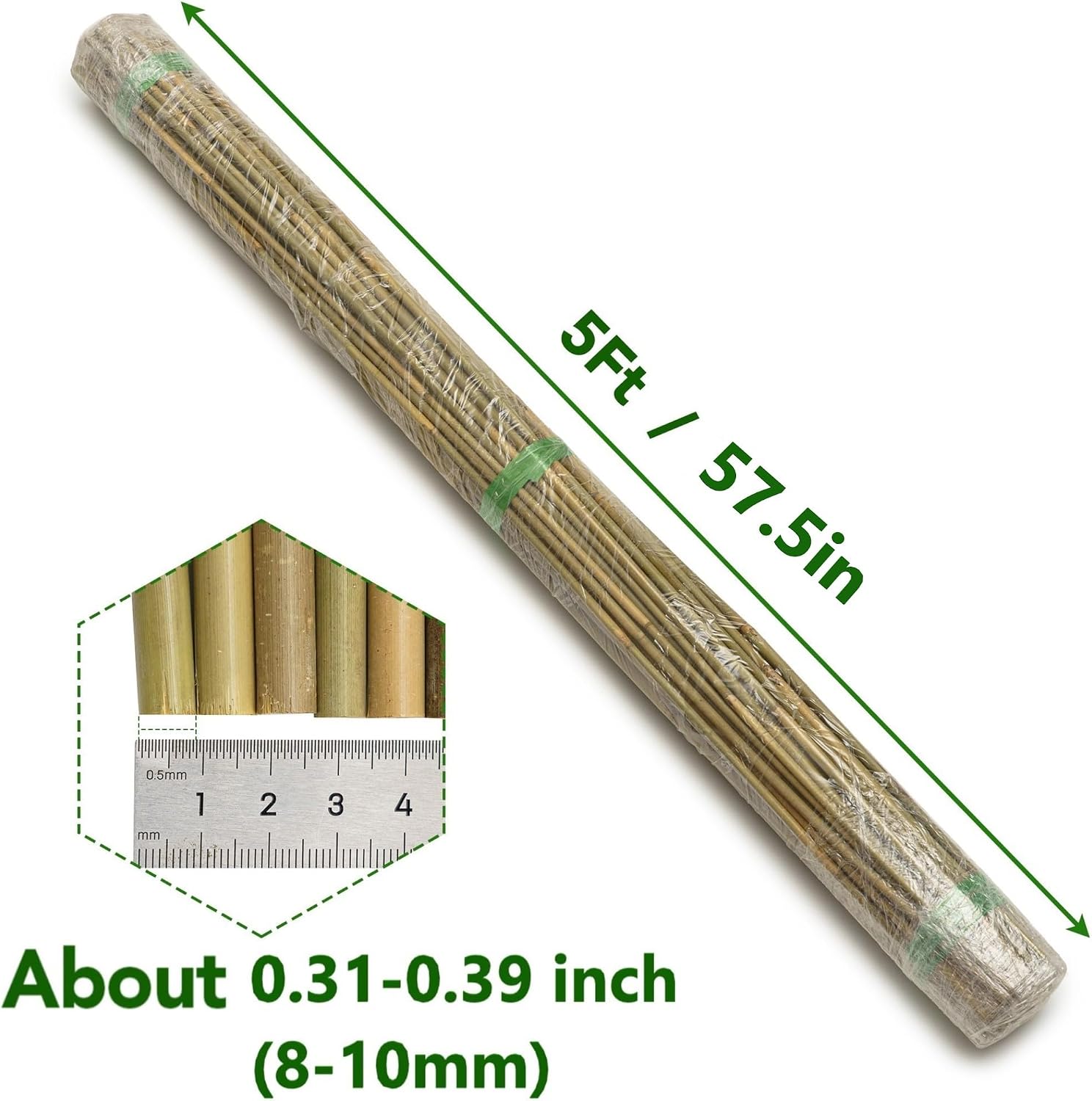Bamboo Stakes, 5 Feet (58 inch), 70 Pcs | Natural Bamboo Garden Stakes, For Tomatoes, Beans, Vegetable, Flowers