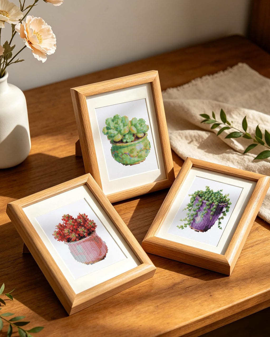 PeakLuv Small Diamond Art Kits, Succulents Mini Diamond Painting for Adults | Mini Diamond Art Kits for Beginners