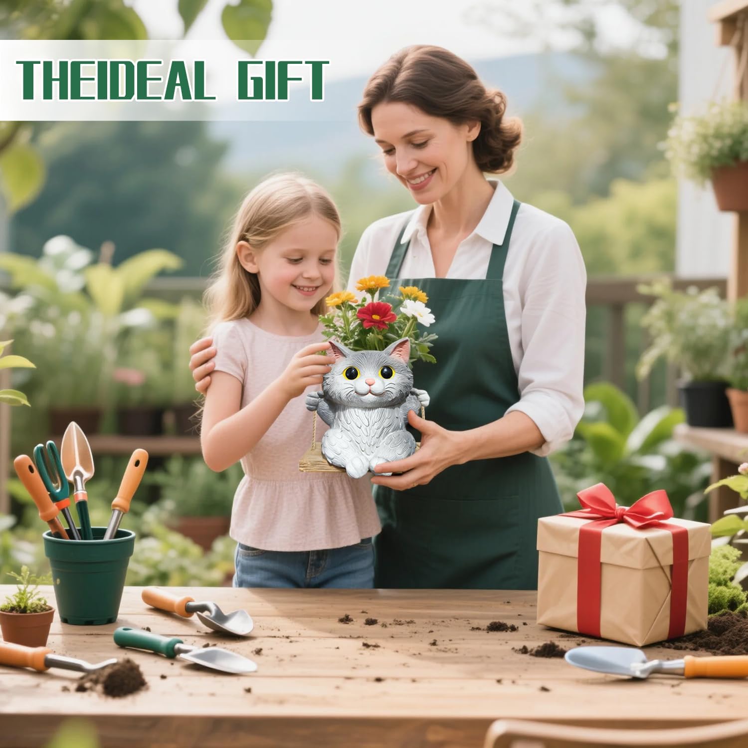 Cat Hanging Planters for Indoor Plants with Drainage Hole | Small Cute Hanging Planters Succulent Pots, Unique Resin