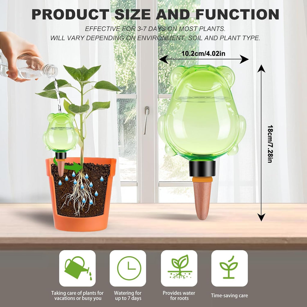 3Pcs Frog Plant Self Watering Globes for Indoor and Outdoor Plastic Water Bulbs Top Fill Plant Watering Globes Slow