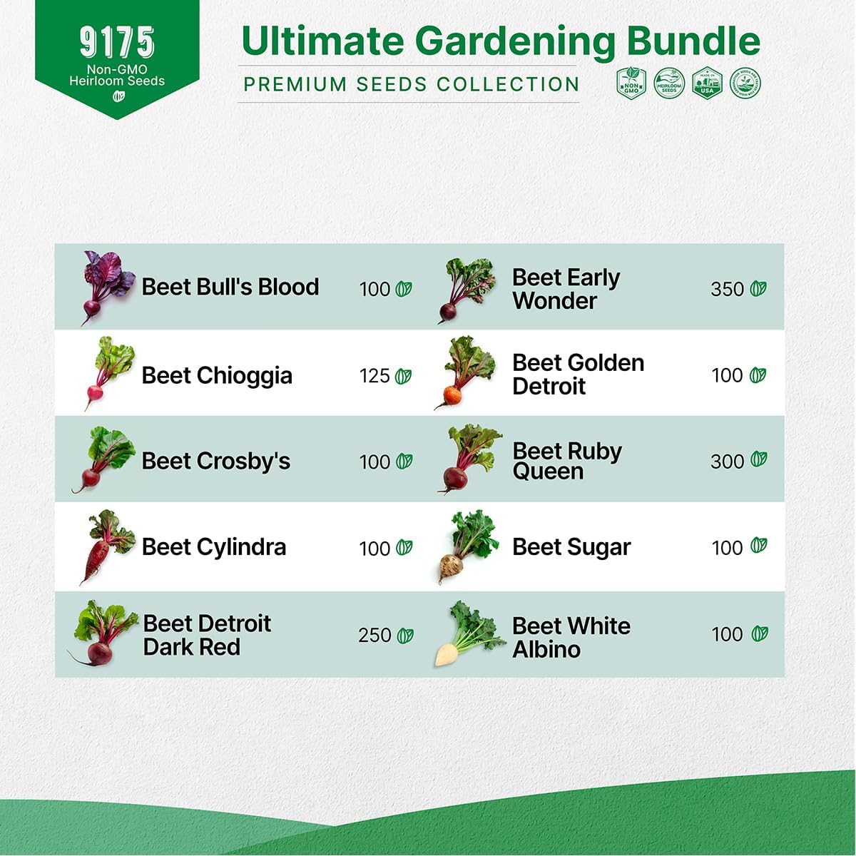 10 Carrot & 10 Beet Seeds Variety Pack Bundle, 9,175+ Non-GMO Heirloom Garden Seeds for Planting Root Vegetables for