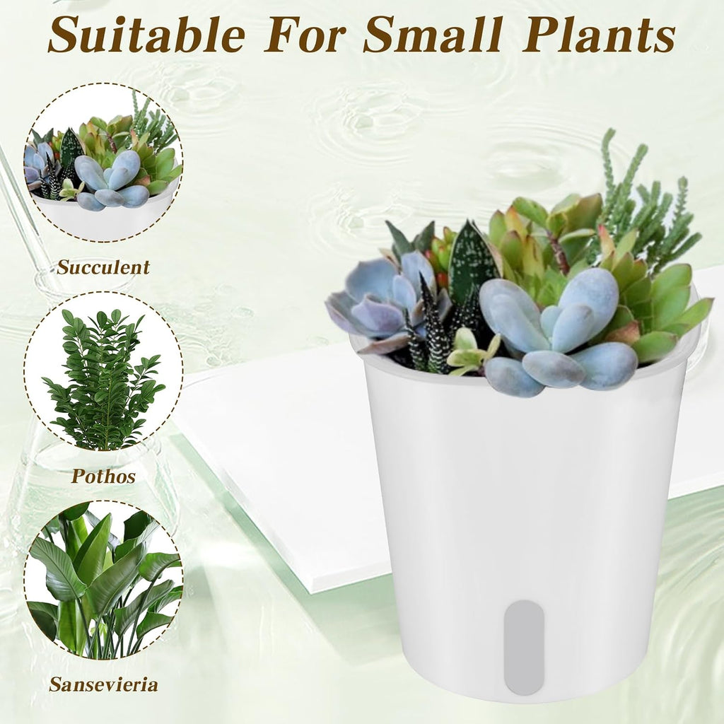 4 Inch Self Watering Pots for Indoor Plants,10 Sets Self Watering Planter Pots with Visual Water Level Window and