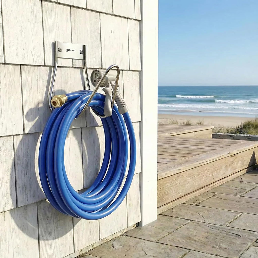 JBscoop Garden Hose Holder Stainless Steel Small Wall Mount Garden Hose Hook, Ideal for Water, Air, Hydraulic Hose