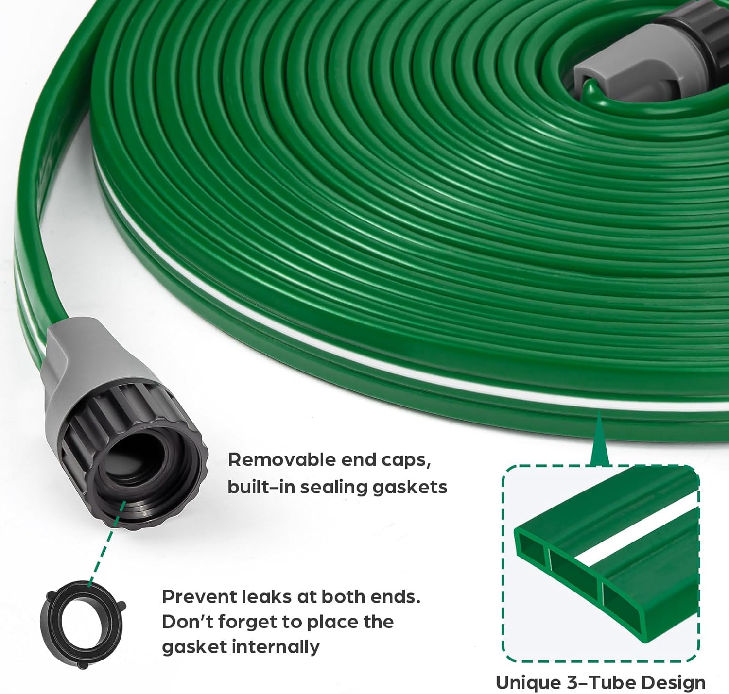 Jin&Bao 75FT Sprinkler Hose Heavy Duty Garden Lawn Water Hose with Staples | High-efficiency sprinkler system,dual-use
