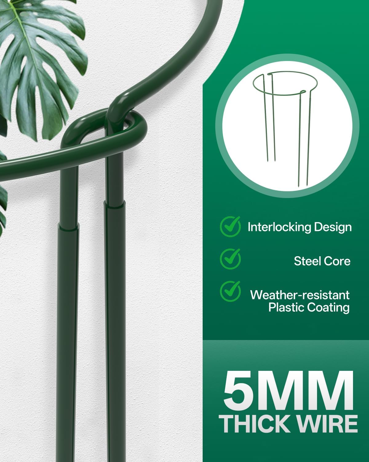 8 Pack 24 In Plant Support Stakes, Peony Cages And Supports with 15 Lables | Rust-proof Metal Plant Stakes, Adjustable