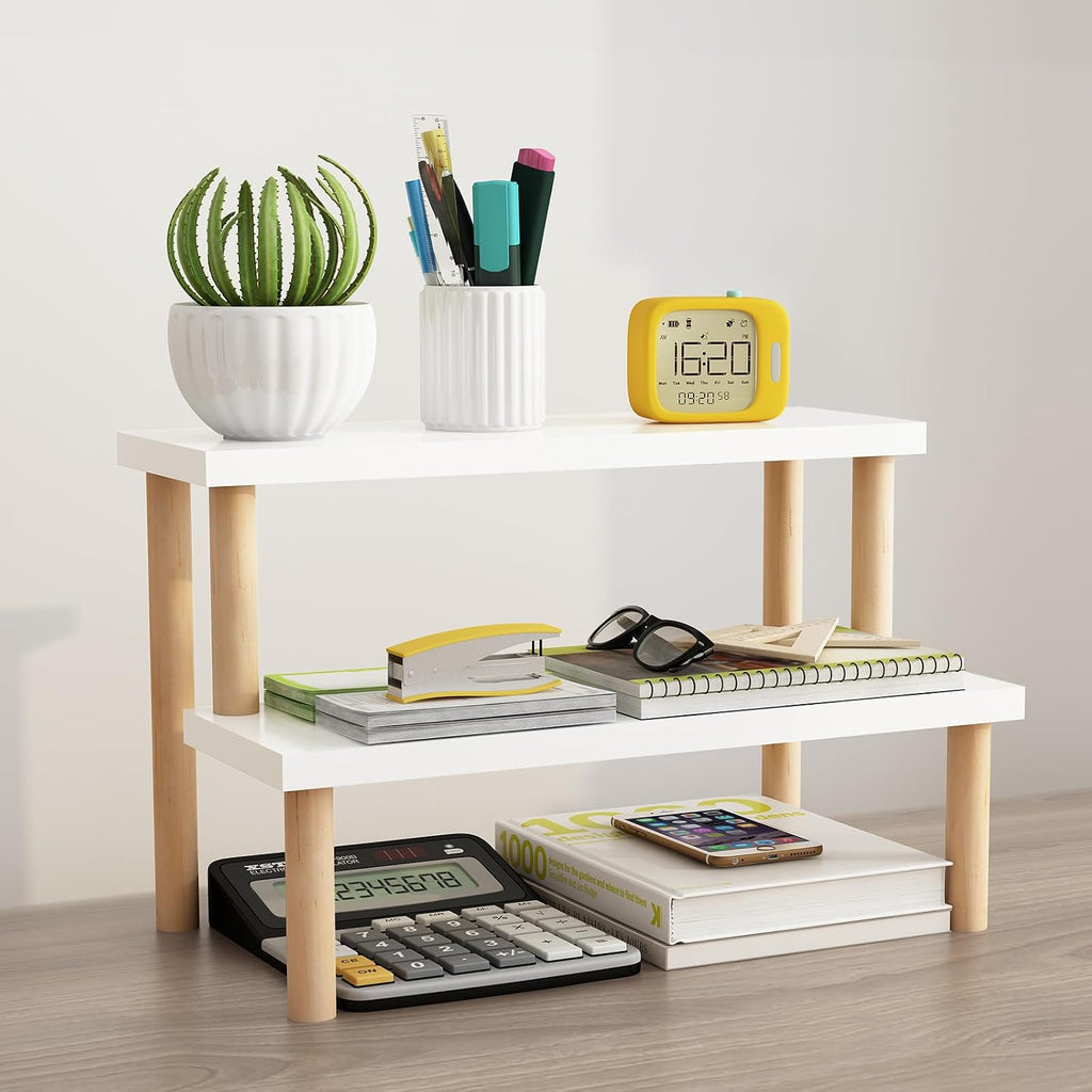 Small Plant Stand Shelf Indoor Desk, 2 Tiers Desktop Flower Stand | Window Sill Plant Shelf Ladder Tabletop Wood