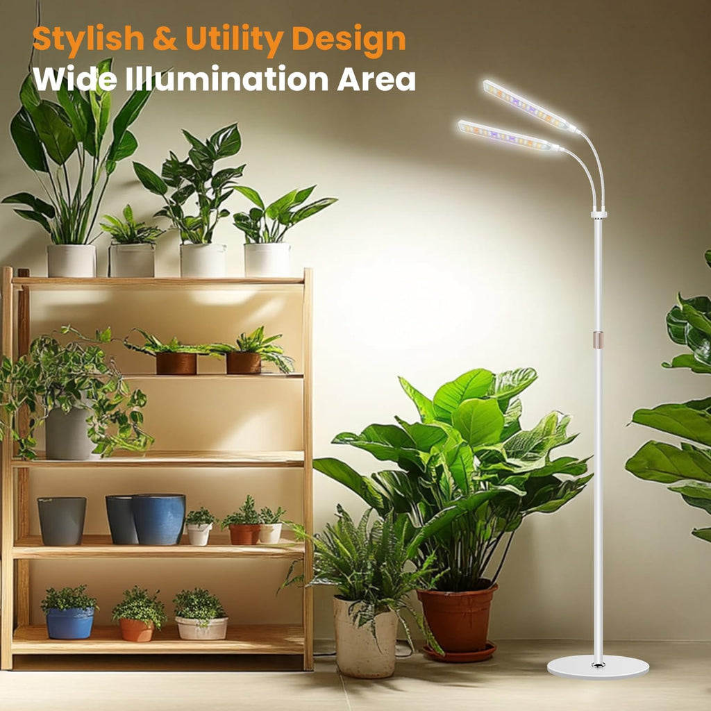 Kullsinss Grow Lights for Indoor Plants with Stand, 2-Heads Full Specturm Plant Grow Light with 4/8/12/16H Timer, 3