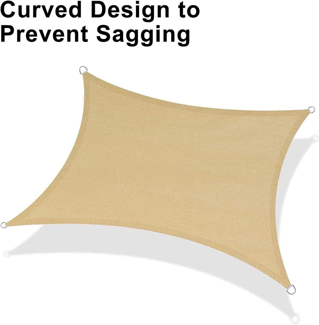 LOVE STORY 12' x 16' Rectangle Sun Shade Sail for Outdoor Patio, Sand | HDPE Fabric, 95% UV Block, Breathable Sunshade