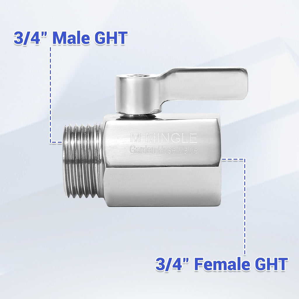 M MINGLE Garden Hose Quick Connect Fittings, Garden Hose Shut Off Valve