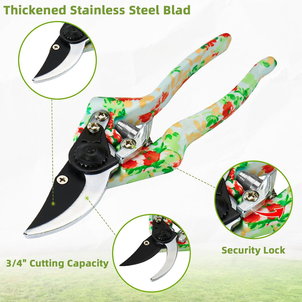 Garden Tools Set WANCHI 10 Piece Heavy Duty Floral Garden Tool Set Gardening Gifts for Women Men Birthday Rust-Proof
