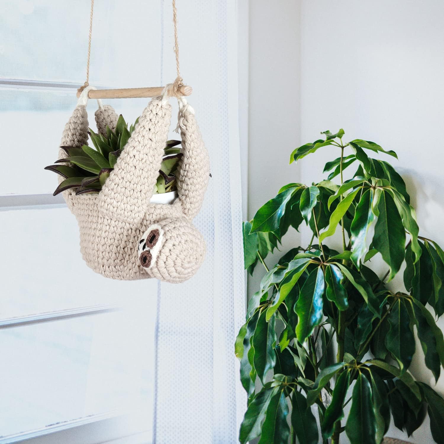 Sloth Gifts Sloth Plant Hanger Plant Gifts Macrame Hanging Planter | Succulent Pot Hanging, Plant Lovers, Home Decor, 5