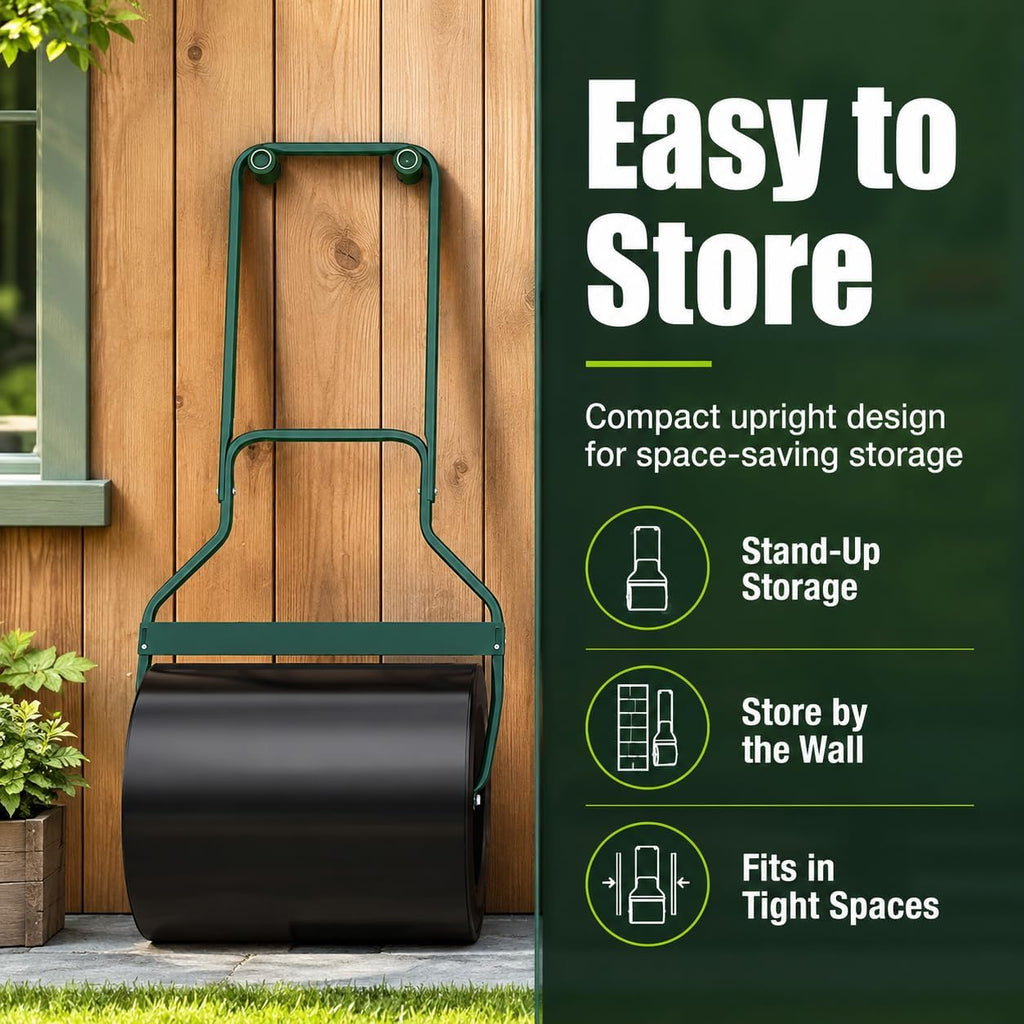 Arnot Lawn Roller, Heavy-Duty Push/Tow Behind Water/Sand Filled Roller for Park, Garden, Yard, Ball Field, 16x20-Inch
