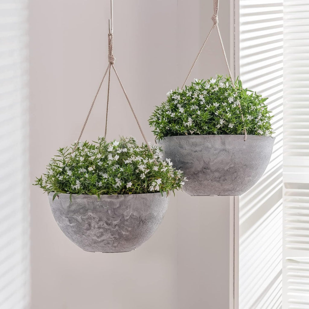LA JOLIE MUSE Hanging Planter Baskets for Indoor Plant, Set of 2, 9.84 Inch | Decorative Hanging Baskets with Drainage