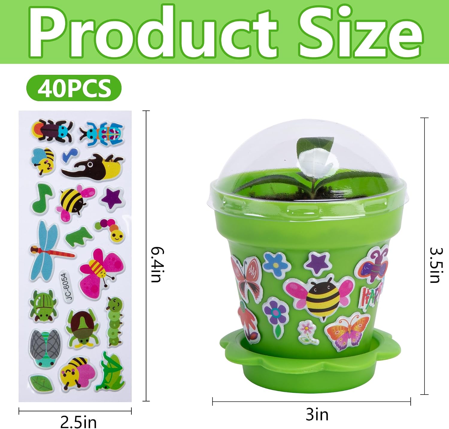 50 Packs Cupcake Plant Nursery Pots with Humidity Dome, Small Plastic Flower Plant Pots with 40 Sheet Stickers, Seeds