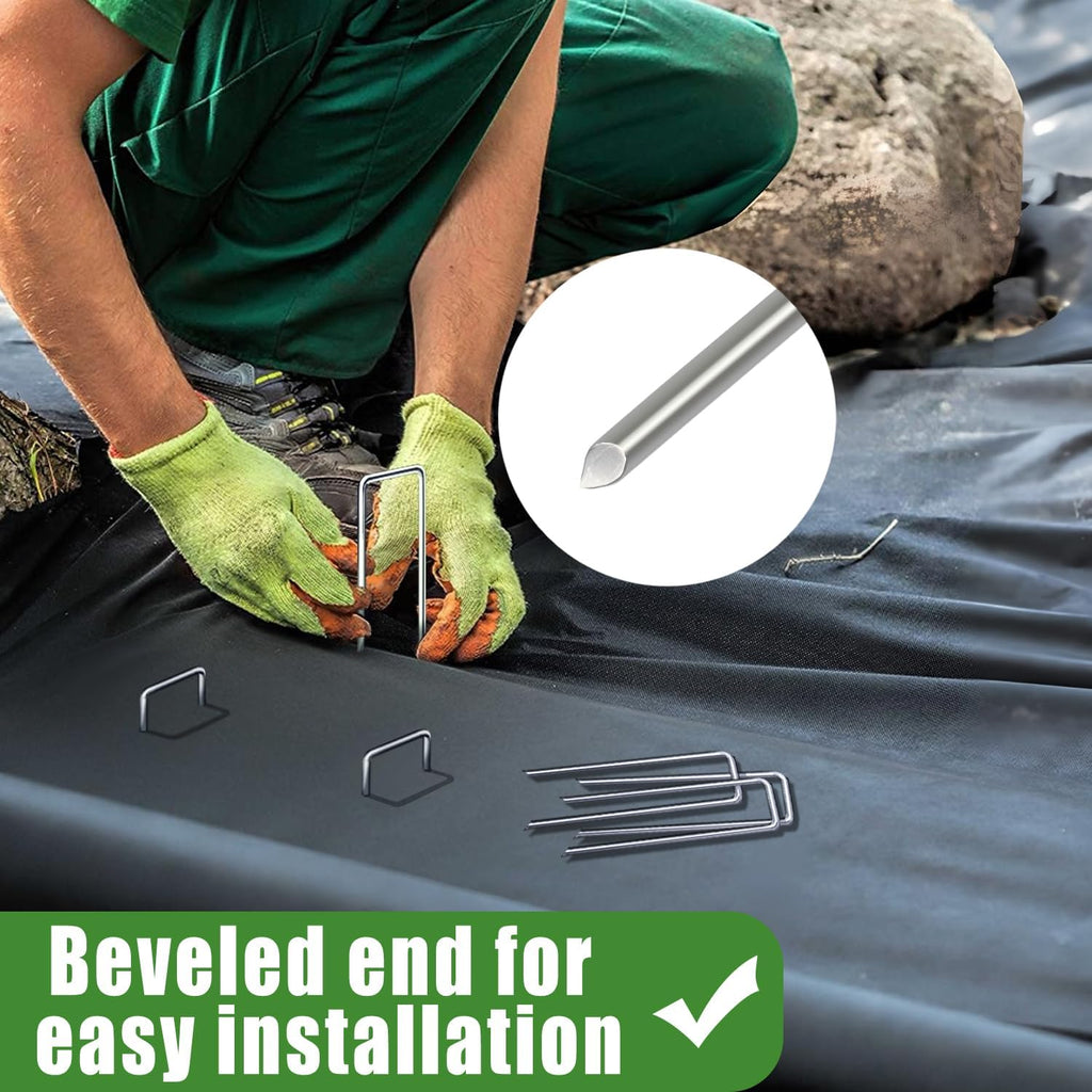 500 PCS Landscape Staples 6 Inch Galvanized Garden Stakes Garden Staples Pins Anti-Rust Ground Stakes for Weed Barrier
