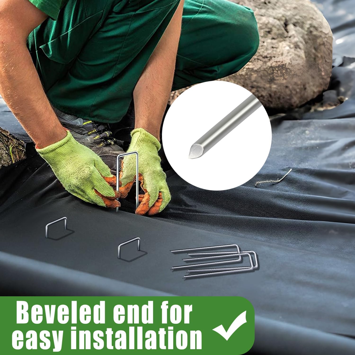 500 PCS Landscape Staples 6 Inch Galvanized Garden Stakes Garden Staples Pins Anti-Rust Ground Stakes for Weed Barrier