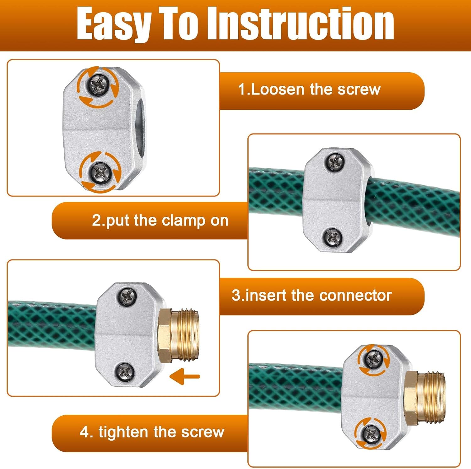 Therwen 8 Sets Garden Water Hose Repair Connector Kit Zinc and Aluminum Male and Female Hose End 5/8 Inch 3/4 Inch