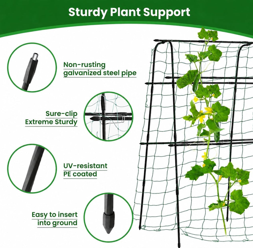 OTOSUNNY Cucumber Trellis for Raised Garden Beds, 5.3x5.3ft Garden Arch Trellis for Outdoor Climbing Plants, 0.55"