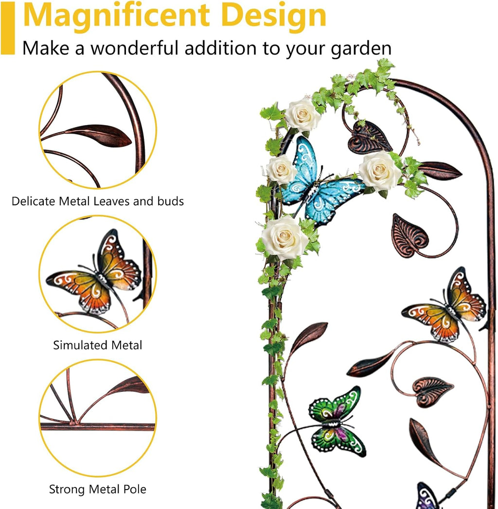 aboxoo 4-Pack Butterfly Metal Garden Trellis, 60" Decorative Outdoor Fence | For climbing