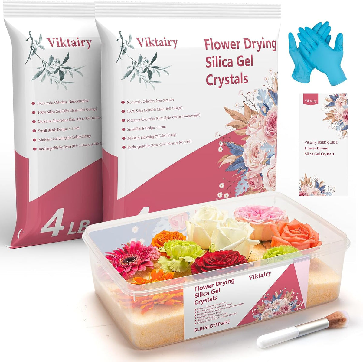Silica Gel Flower Drying Crystals 8LBS, with Airtight Container