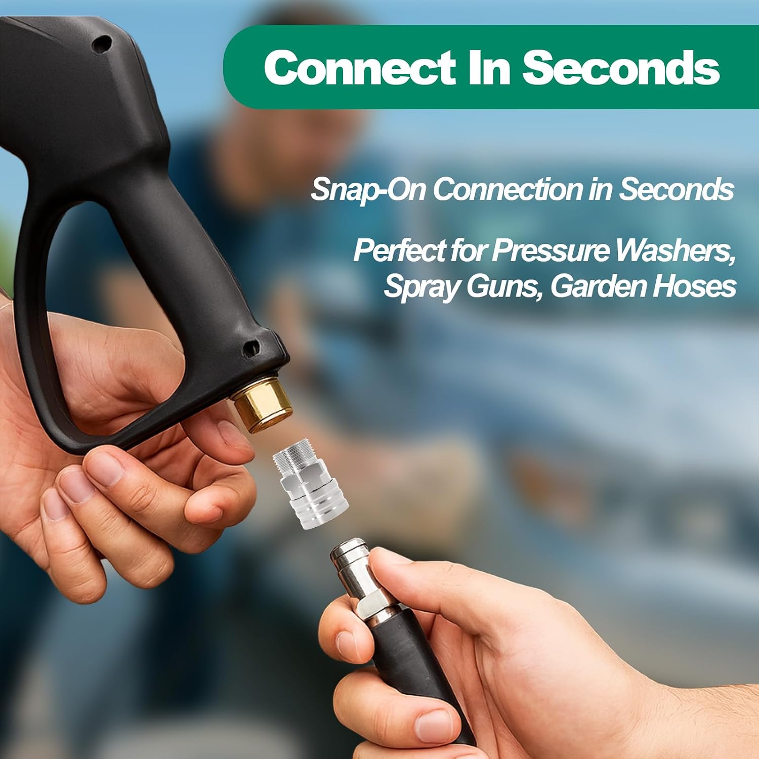 Pressure Washer Quick Connect Kit 10PCS Power Washer Accessories Adapter | Stainless Steel M22-14mm Swivel to 3/8"