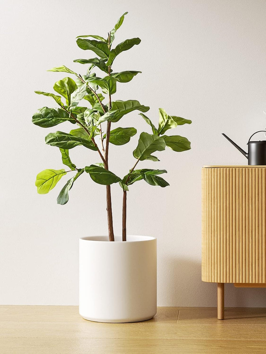 LE TAUCI 12 Inch Pot for Plants, Ceramic Planters for Indoor Plants, Mid-Century Modern Cylinder Flower Pots with