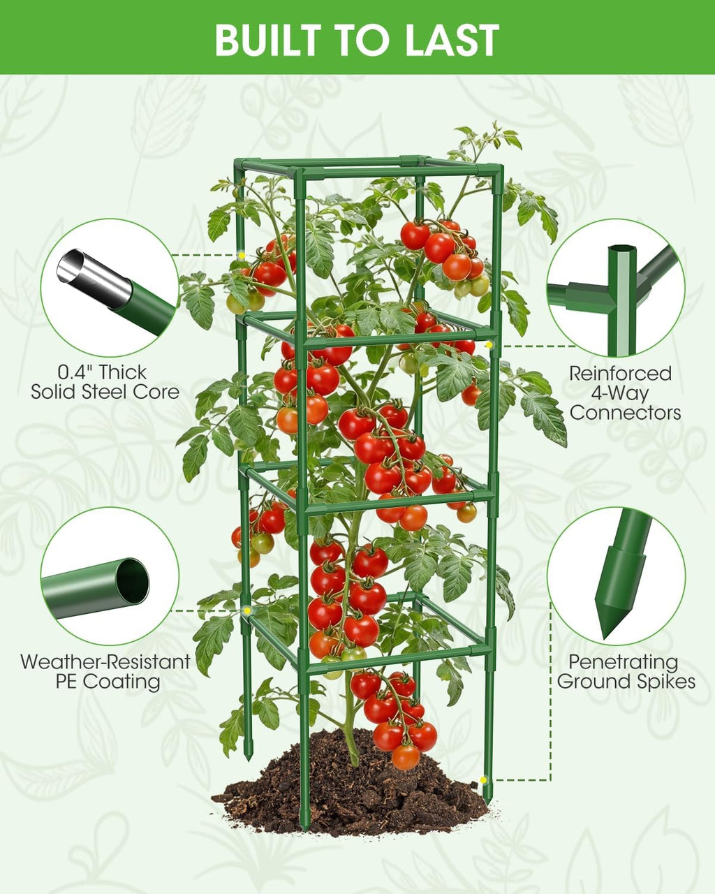 3 Pack Tomato Cages,Square Tomato Plant Stakes Support Cages Trellis for Garden Climbing Vegetables Flowers