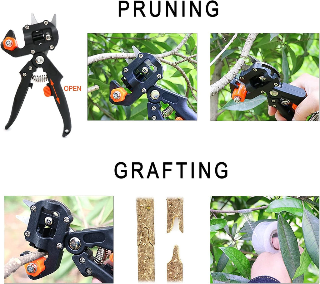 Upgrage Garden Grafting Tools, 2 in 1 Garden Pruning Tools Including Grafting Knife, Pruning Shears, Replacement Blades