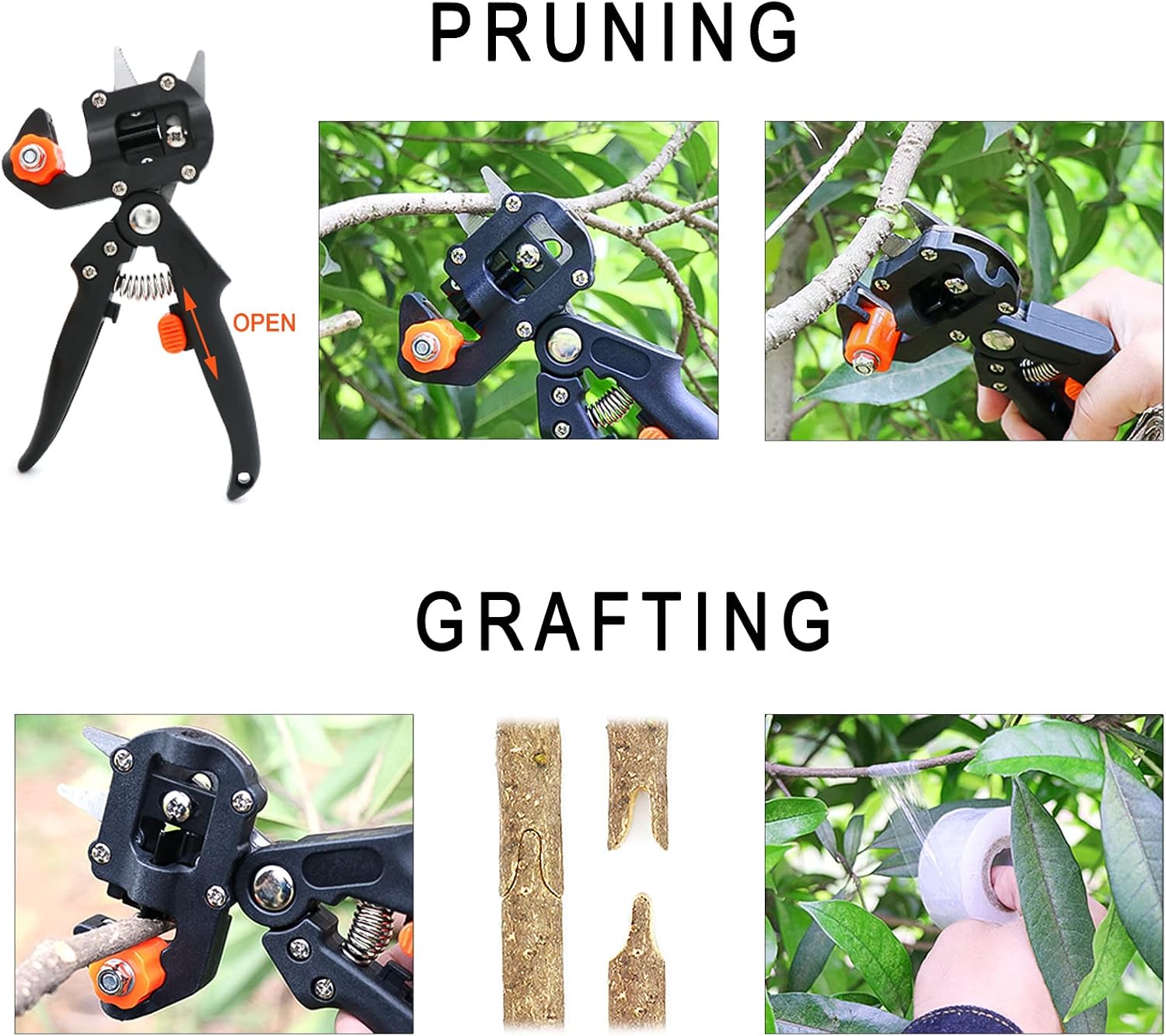 Upgrage Garden Grafting Tools, 2 in 1 Garden Pruning Tools Including Grafting Knife, Pruning Shears, Replacement Blades