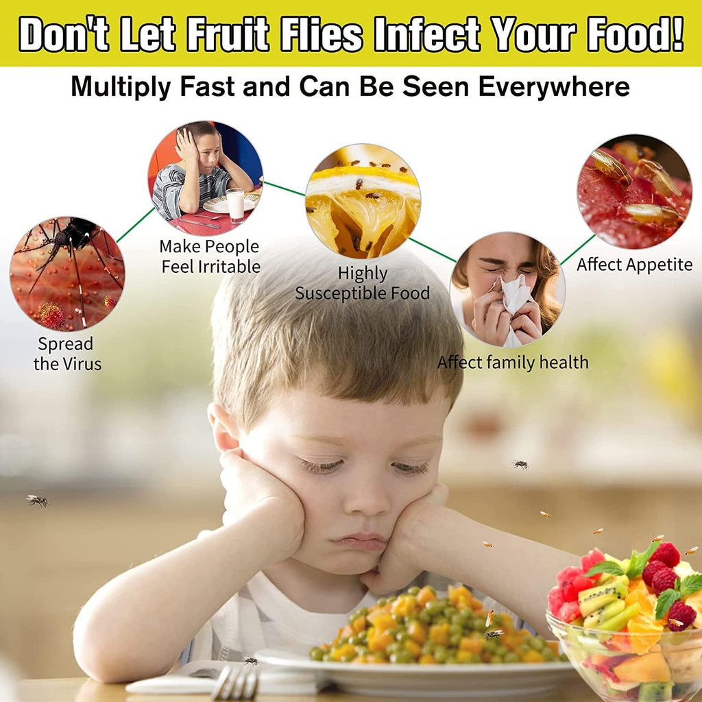 Fruit Fly Trap for Indoors – Effective Gnat Killer and Fly Catcher with Double-Sided Sticker, Non-Toxic Reusable Fly