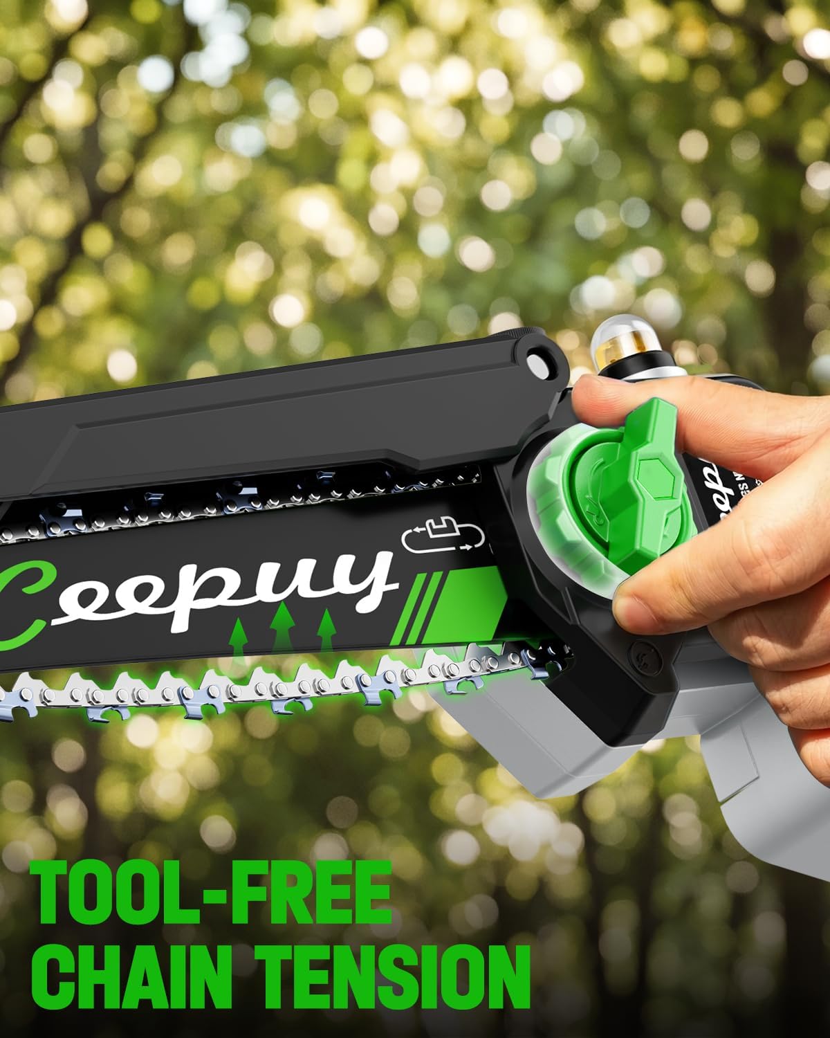 CEEPUY 8 Inch Brushless Mini Chainsaw with 2×4000mAh Batteries, Battery Powered Handheld Electric Chainsaw with