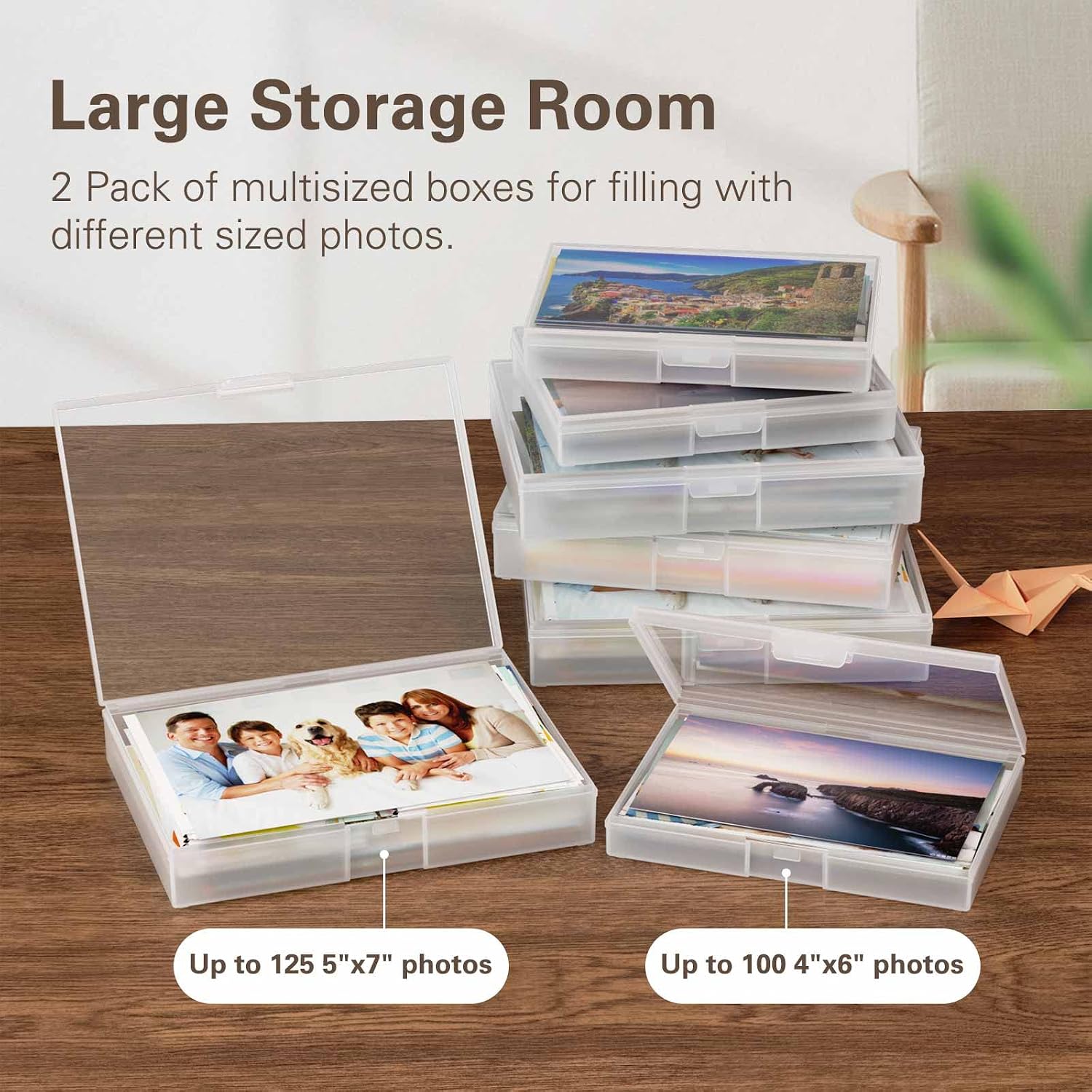Barhon Photo Storage Boxes Set - 8 Pack 4x6 and 8 Pack 5x7, Photos Case Containers with Bag, Multi-Sized Seed Organizer