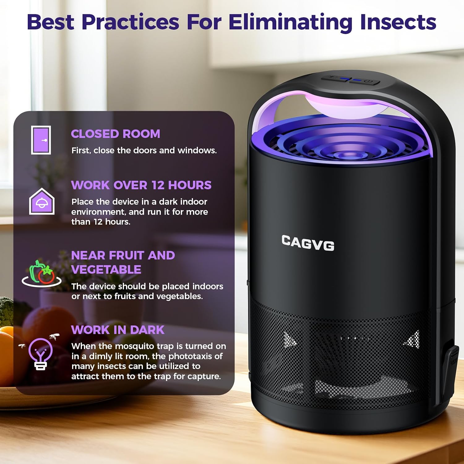 Fly Trap Indoor, Fruit Fly Traps for Indoors Flying Insect Gnat Traps for House Indoor with Adjustable Lighting, Bug