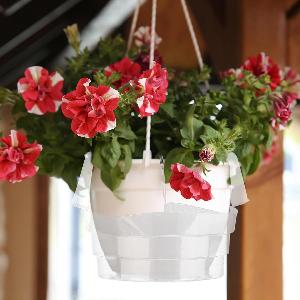 12 Pcs Hanging Plant Water Catcher Tray,6 8 10 12 Inch | Includes 4 Pcs Clear Plastic Plant Saucer Drip Pans for Indoor
