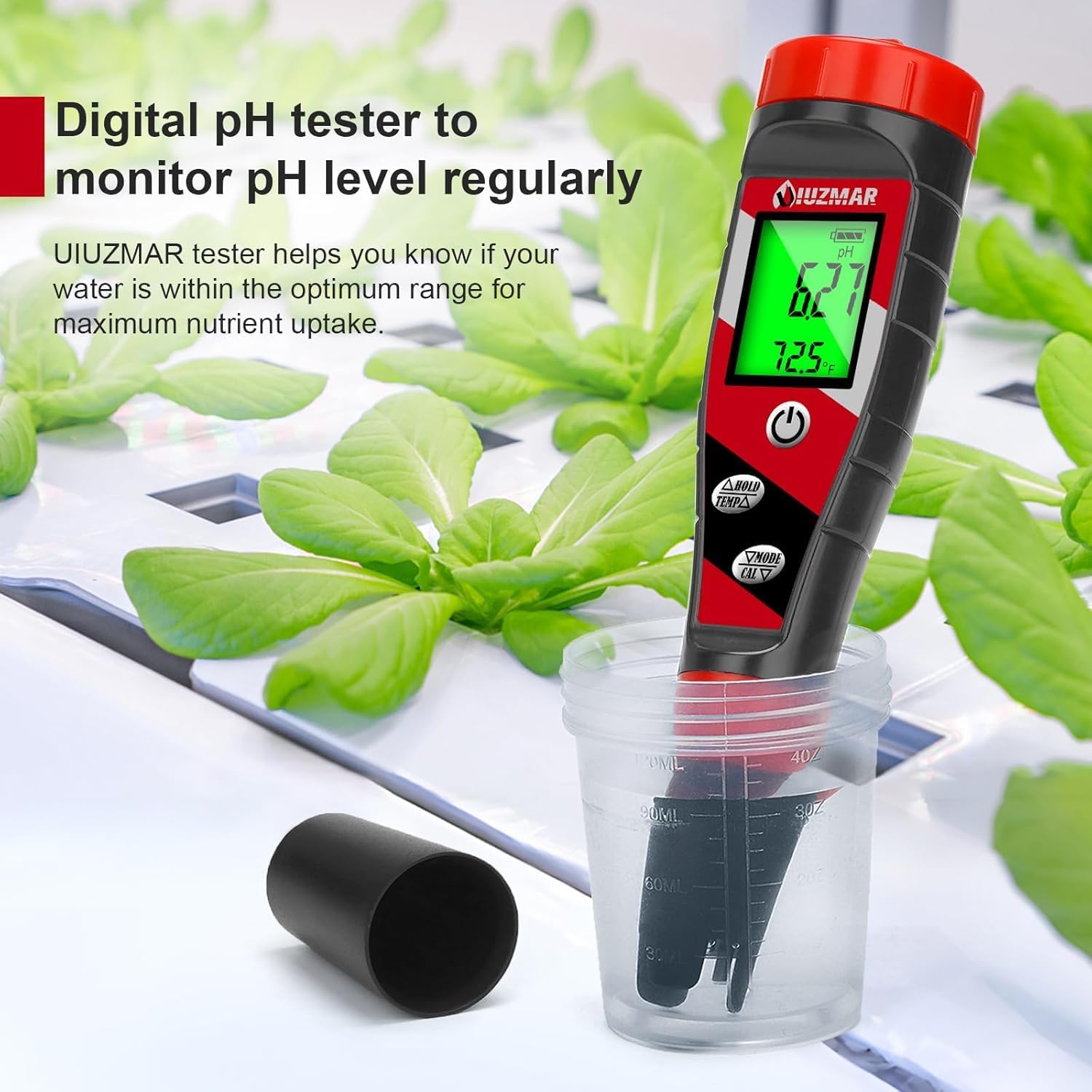 pH Meter for Water Hydroponics Supplies 4 in 1 pH PPM ECTester | pH Up and Down Tester Digital PPM Meter EC Meter Combo