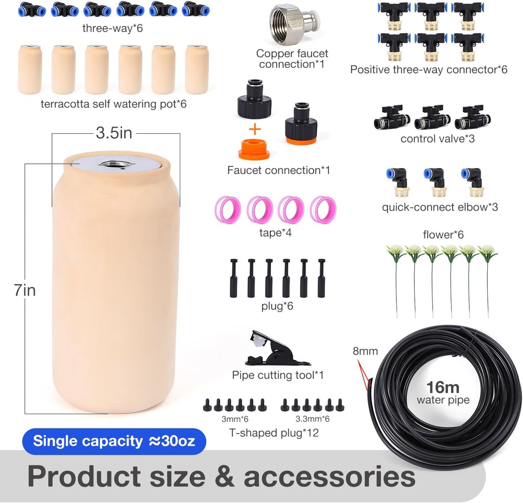 6pcs 3.5x3.5x7in Automatic Drip Irrigation Kits Garden Irrigation System Ollas Watering System for Your Garden 30 oz