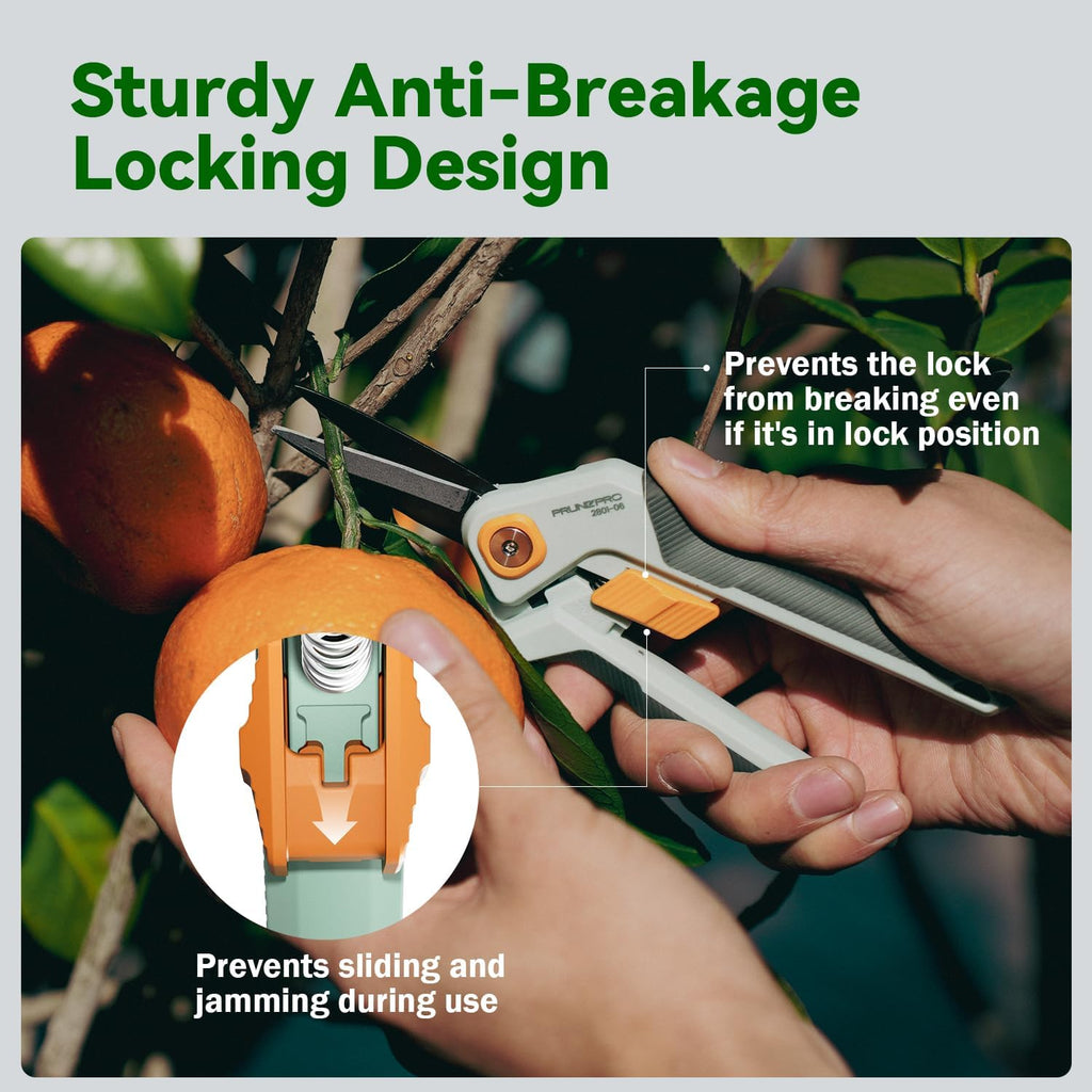 PrunePro Garden Scissors Pruning Shears Sharp Stainless Steel Non-Stick Teflon Coating Blade for Precise Cuts Garden