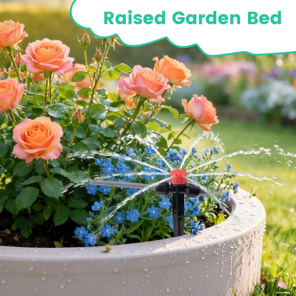 240FT Drip Irrigation System Garden Watering System-Quick-Connect | 1/4" & 1/2" Fast-Lock Tubing, Adjustable Nozzles
