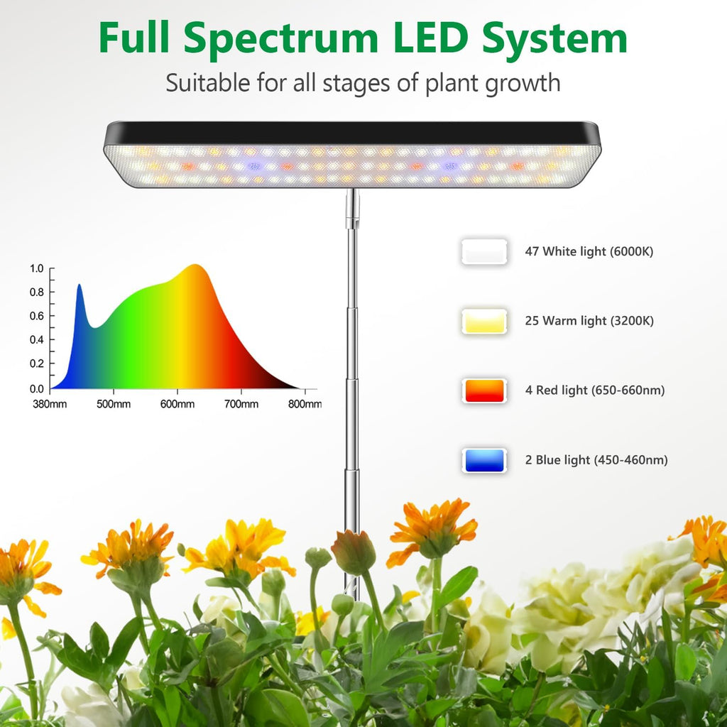 Aumtrly Grow Light Black 2 Pack, Full Spectrum Indoor Plant Light with Base | 3 Spectrum Modes, 5000K White, 26"