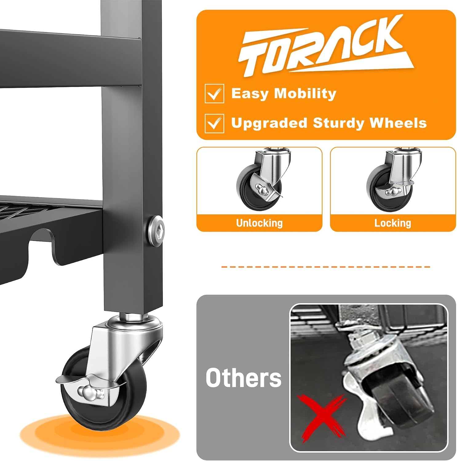 TORACK Garden Tool Organizer Stand with Wheels, Rakes Shovels Yard Tools Stand for Garage, Shed, Garden, Indoor/Outdoor