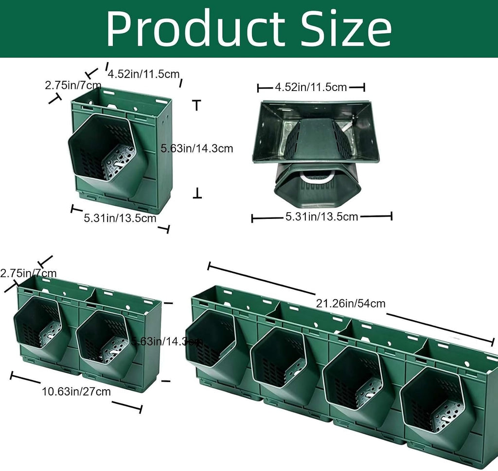 Vertical Wall Planter for Indoor Plants, Living Wall Planter System with 4 Stackable Pots, Wall Mounted Hanging