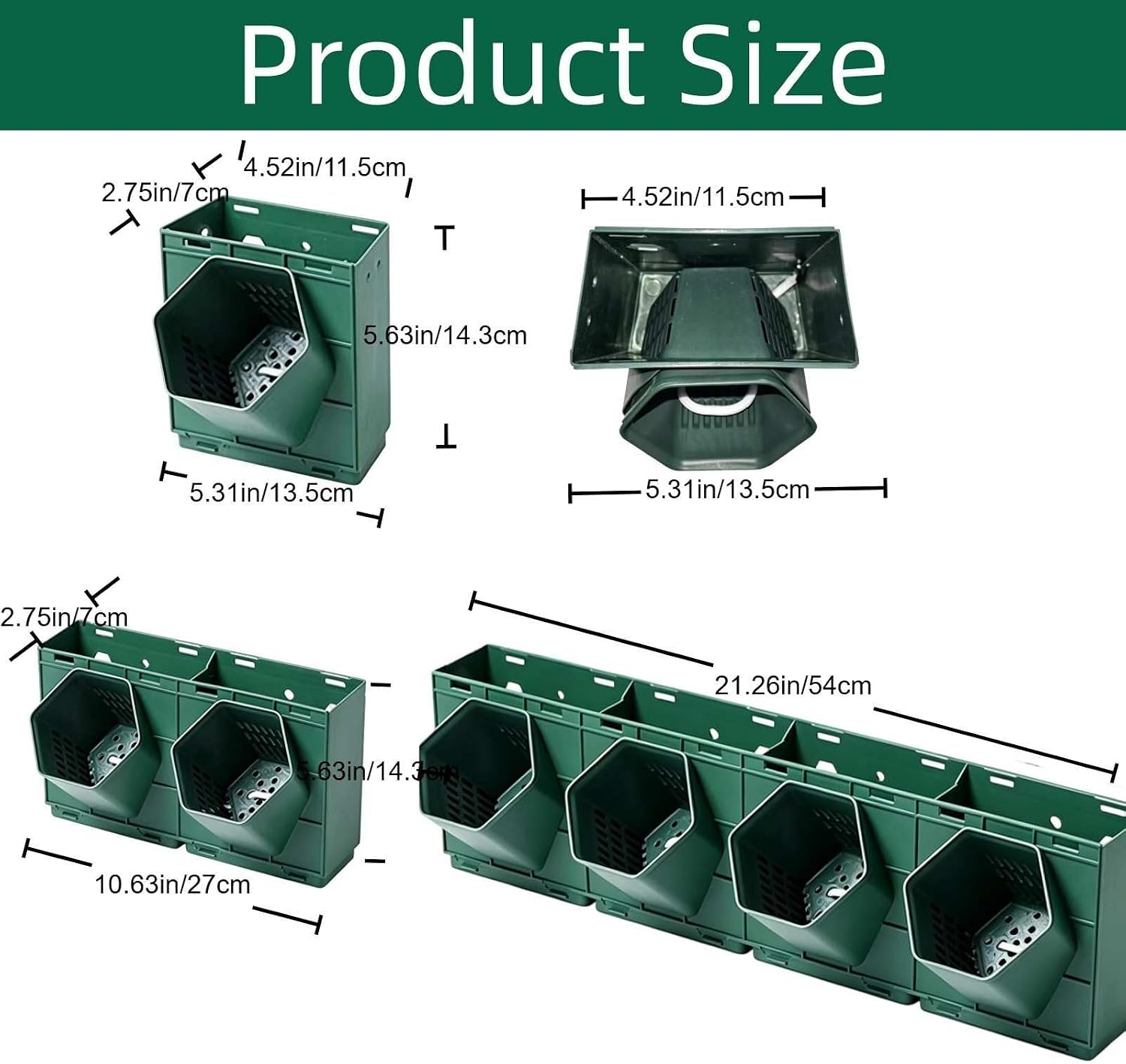 Vertical Wall Planter for Indoor Plants, Living Wall Planter System with 4 Stackable Pots, Wall Mounted Hanging