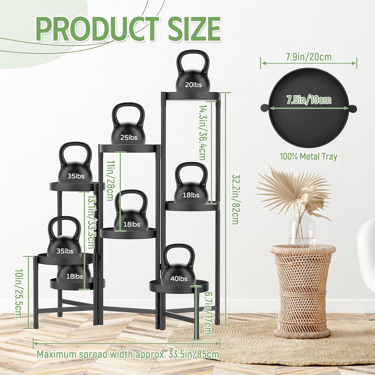 iDavosic.ly Plant Stand Indoor Outdoor, 8 Tier Metal Corner Shelf, Black | Tiered Flower Display Holder, Folding Multi