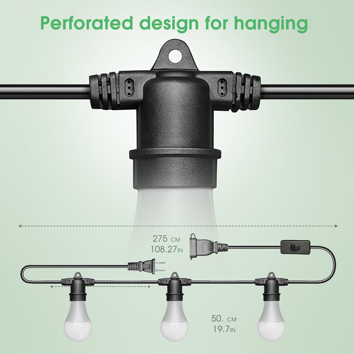 Hanging Grow Light 5000K, 3 Grow Light Bulbs with 8.86ft Power Cord
